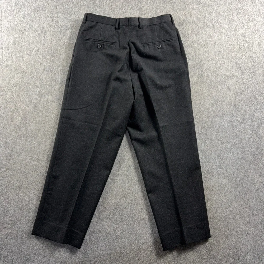 VTG Turnbury Mens 32x30(30x26) Flat Front Dress Pants Charcoal Black Wool Cuffed